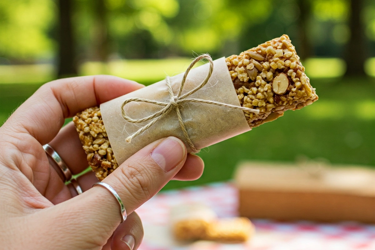 Wrapped granola bar ready to go